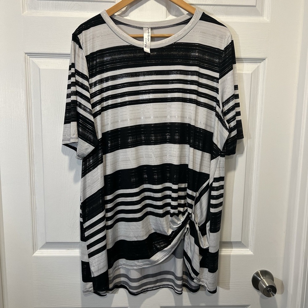 American Curvy 3XL Blackand White Stripe blouse